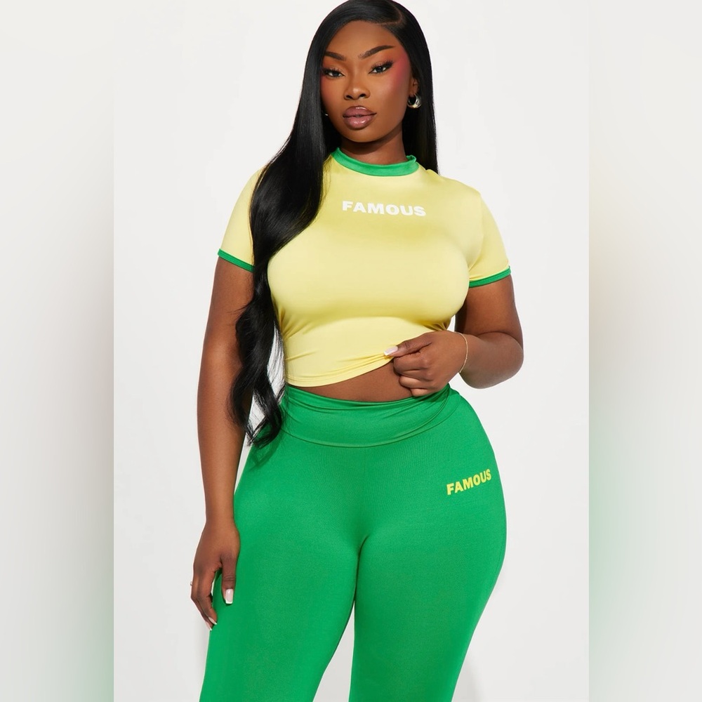 PreOwned Fashion Nova Matching Set Green-Yellow Combo